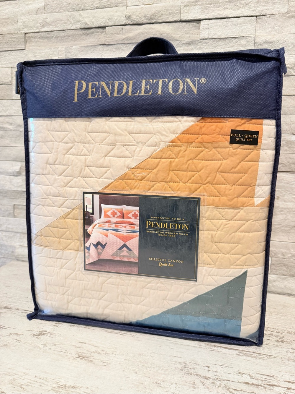 Pendleton Solstice Canyon 3pc Quilt & Shams Set 90” X  92” Tan Multi 100% Cotton - Picture 10 of 14